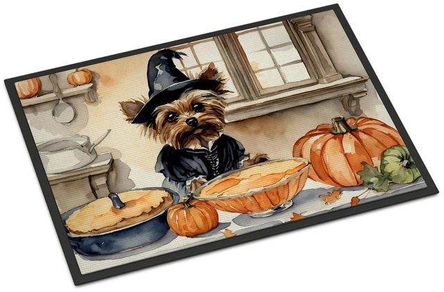 Main image of NEW Yorkie Fall Kitchen Pumpkins Doormat Front Door Mat Indoor Outdoor Rugs for Entryway, Non Slip Washable Low Pile, 18H X 27W