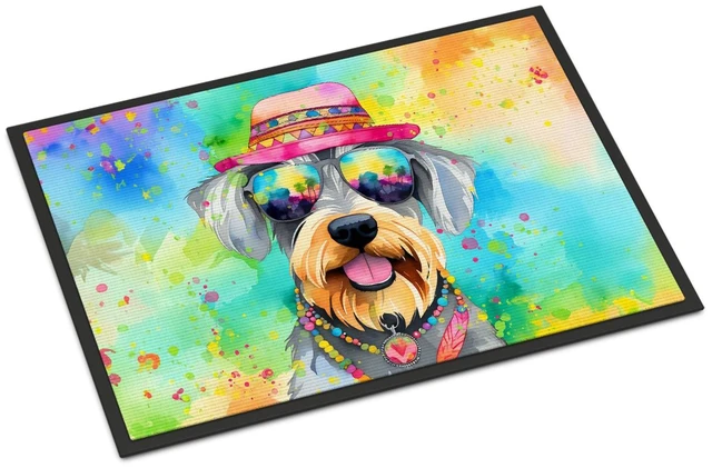 Main image of NEW Schnauzer Hippie Dawg Doormat Front Door Mat Indoor Outdoor Rugs for Entryway, Non Slip Washable Low Pile, 18H X 27W