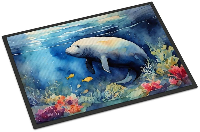 Main image of NEW Manatee Doormat Front Door Mat Indoor Outdoor Rugs for Entryway, Non Slip Washable Low Pile, 18H X 27W