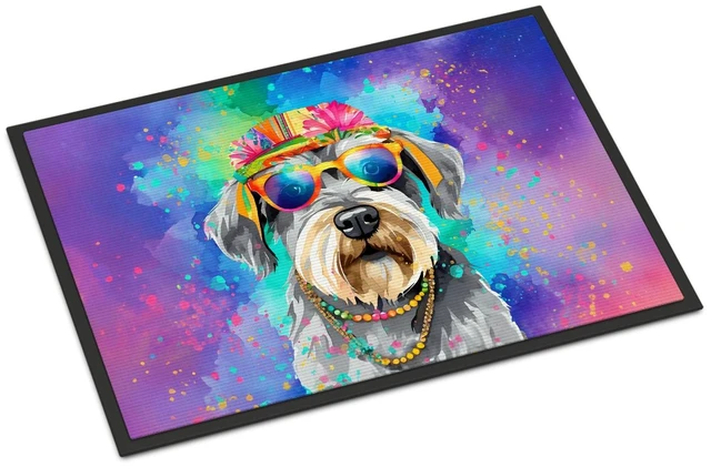 Main image of NEW Schnauzer Hippie Dawg Doormat Front Door Mat Indoor Outdoor Rugs for Entryway, Non Slip Washable Low Pile, 18H X 27W