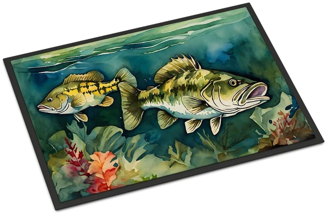 Main image of NEW Smallmouth Bass Doormat Front Door Mat Indoor Outdoor Rugs for Entryway, Non Slip Washable Low Pile, 18H X 27W