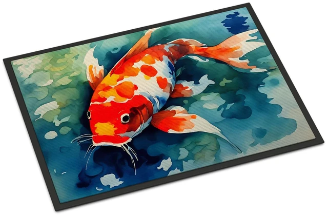 Main image of NEW Koi Fish Doormat Front Door Mat Indoor Outdoor Rugs for Entryway, Non Slip Washable Low Pile, 18H X 27W