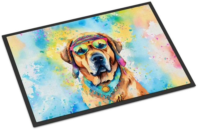 Main image of NEW Mastiff Hippie Dawg Doormat Front Door Mat Indoor Outdoor Rugs for Entryway, Non Slip Washable Low Pile, 18H X 27W