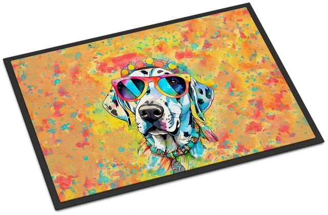 Main image of NEW Dalmatian Hippie Dawg Doormat Front Door Mat Indoor Outdoor Rugs for Entryway, Non Slip Washable Low Pile, 18H X 27W