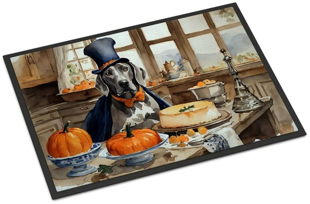 Main image of NEW Weimaraner Fall Kitchen Pumpkins Doormat Front Door Mat Indoor Outdoor Rugs for Entryway, Non Slip Washable Low Pile, 18H X 27W