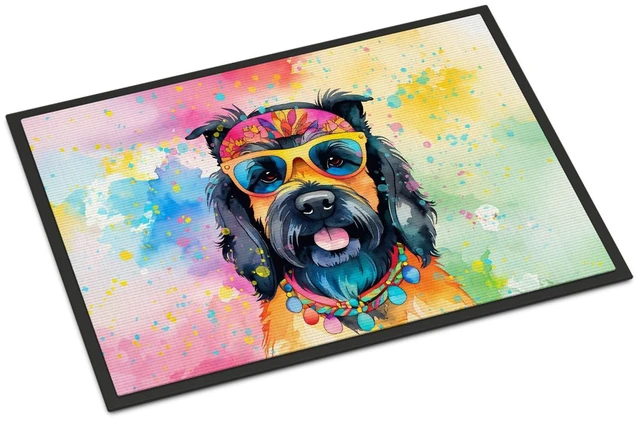 Main image of NEW Scottish Terrier Hippie Dawg Doormat Front Door Mat Indoor Outdoor Rugs for Entryway, Non Slip Washable Low Pile, 18H X 27W