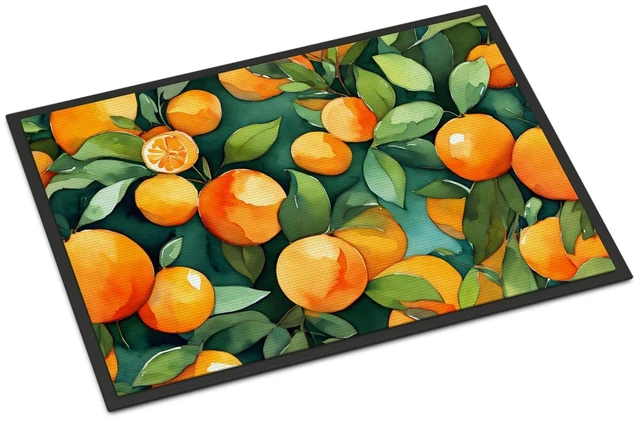 Main image of NEW Florida Orange Blossom in Watercolor Doormat Front Door Mat Indoor Outdoor Rugs for Entryway, Non Slip Washable Low Pile, 18H X 27W