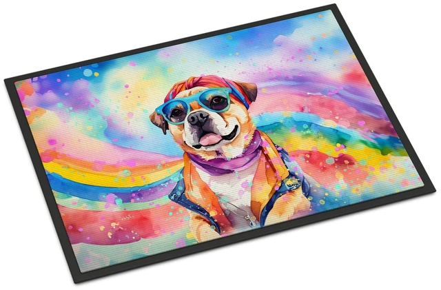 Main image of NEW Pug Hippie Dawg Doormat Front Door Mat Indoor Outdoor Rugs for Entryway, Non Slip Washable Low Pile, 18H X 27W
