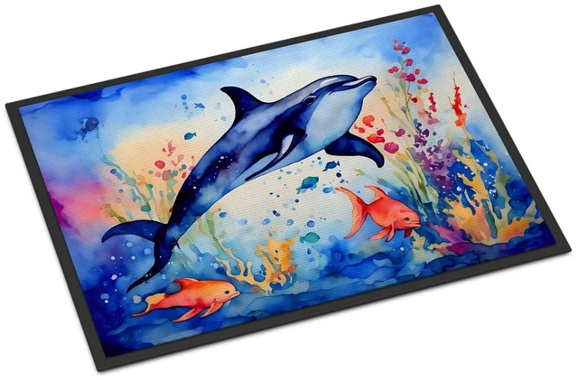 Main image of NEW Dolphin Doormat Front Door Mat Indoor Outdoor Rugs for Entryway, Non Slip Washable Low Pile, 18H X 27W