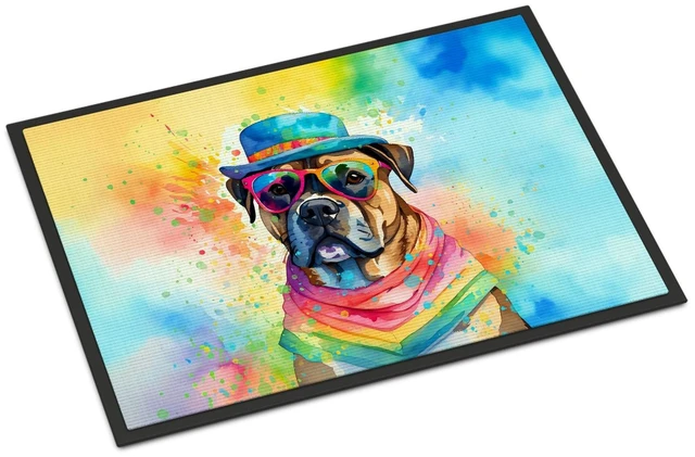 Main image of NEW Cane Corso Hippie Dawg Doormat Front Door Mat Indoor Outdoor Rugs for Entryway, Non Slip Washable Low Pile, 18H X 27W