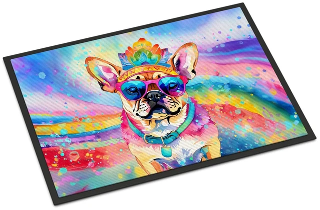 Main image of NEW Pug Hippie Dawg Doormat Front Door Mat Indoor Outdoor Rugs for Entryway, Non Slip Washable Low Pile, 18H X 27W