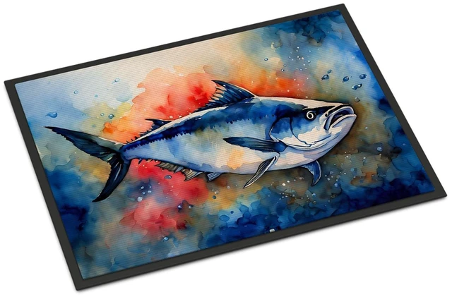 Main image of NEW Bluefin Tuna Doormat Front Door Mat Indoor Outdoor Rugs for Entryway, Non Slip Washable Low Pile, 18H X 27W