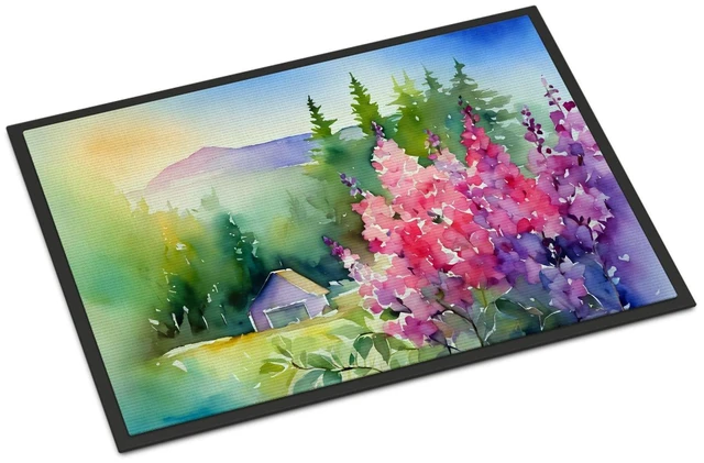 Main image of NEW Idaho Syringa in Watercolor Doormat Front Door Mat Indoor Outdoor Rugs for Entryway, Non Slip Washable Low Pile, 18H X 27W