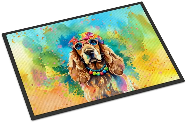Main image of NEW Cocker Spaniel Hippie Dawg Doormat Front Door Mat Indoor Outdoor Rugs for Entryway, Non Slip Washable Low Pile, 18H X 27W