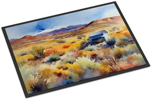 Main image of NEW Nevada Sagebrush in Watercolor Doormat Front Door Mat Indoor Outdoor Rugs for Entryway, Non Slip Washable Low Pile, 18H X 27W