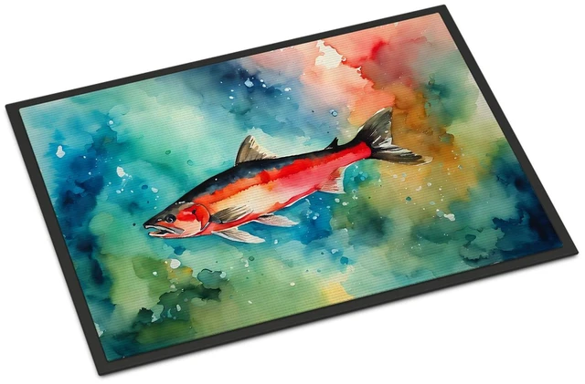 Main image of NEW Salmon Doormat Front Door Mat Indoor Outdoor Rugs for Entryway, Non Slip Washable Low Pile, 18H X 27W