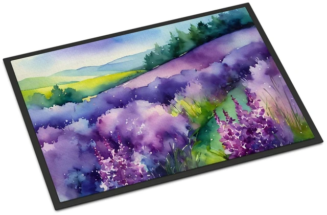 Main image of NEW New Hampshire Purple Lilac in Watercolor Doormat Front Door Mat Indoor Outdoor Rugs for Entryway, Non Slip Washable Low Pile, 18H X 27W