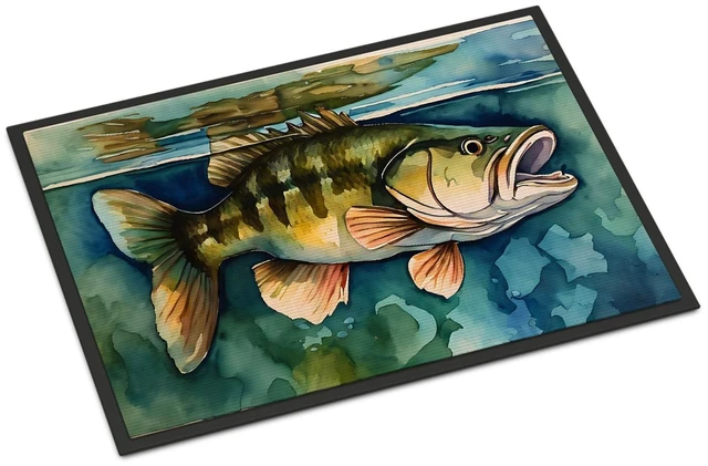 Main image of NEW Smallmouth Bass Doormat Front Door Mat Indoor Outdoor Rugs for Entryway, Non Slip Washable Low Pile, 18H X 27W