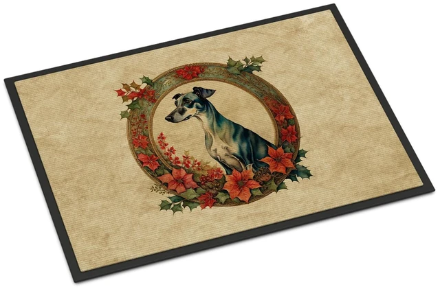 Main image of NEW Greyhound Christmas Flowers Doormat Front Door Mat Indoor Outdoor Rugs for Entryway, Non Slip Washable Low Pile, 18H X 27W