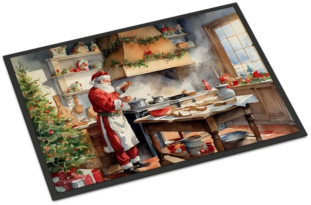 Main image of NEW Cookies with Santa Claus Doormat Front Door Mat Indoor Outdoor Rugs for Entryway, Non Slip Washable Low Pile, 18H X 27W