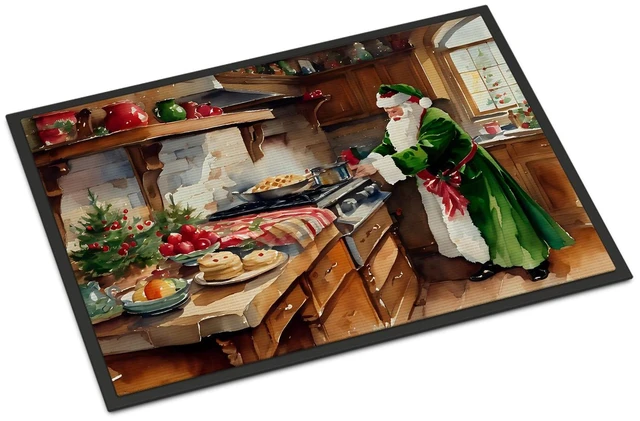 Main image of NEW Cookies with Santa Claus Father Christmas Doormat Front Door Mat Indoor Outdoor Rugs for Entryway, Non Slip Washable Low Pile, 18H X 27W