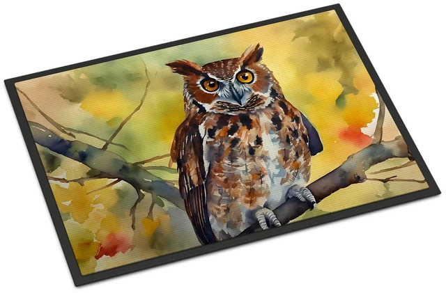 Main image of NEW Eastern Screech Owl Doormat Front Door Mat Indoor Outdoor Rugs for Entryway, Non Slip Washable Low Pile, 18H X 27W