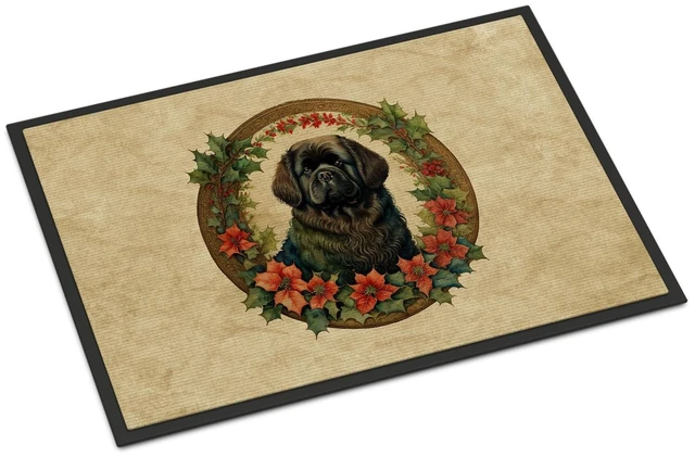 Main image of NEW Newfoundland Christmas Flowers Doormat Front Door Mat Indoor Outdoor Rugs for Entryway, Non Slip Washable Low Pile, 18H X 27W