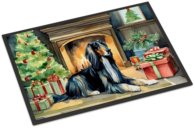 Main image of NEW Afghan Hound Cozy Christmas Doormat Front Door Mat Indoor Outdoor Rugs for Entryway, Non Slip Washable Low Pile, 18H X 27W