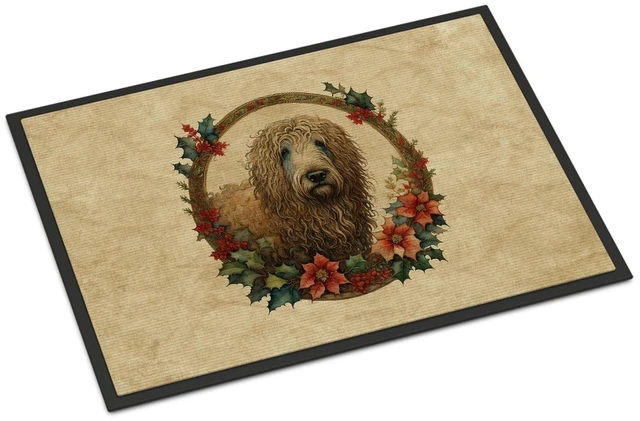 Main image of NEW Komondor Christmas Flowers Doormat Front Door Mat Indoor Outdoor Rugs for Entryway, Non Slip Washable Low Pile, 18H X 27W