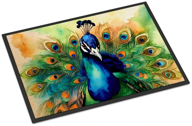 Main image of NEW Peacock Doormat Front Door Mat Indoor Outdoor Rugs for Entryway, Non Slip Washable Low Pile, 18H X 27W