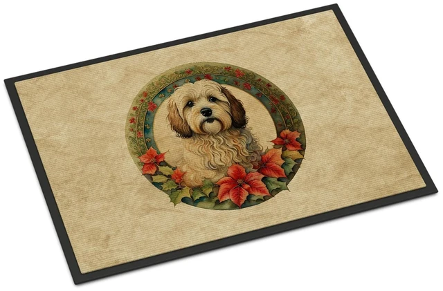 Main image of NEW Havanese Christmas Flowers Doormat Front Door Mat Indoor Outdoor Rugs for Entryway, Non Slip Washable Low Pile, 18H X 27W