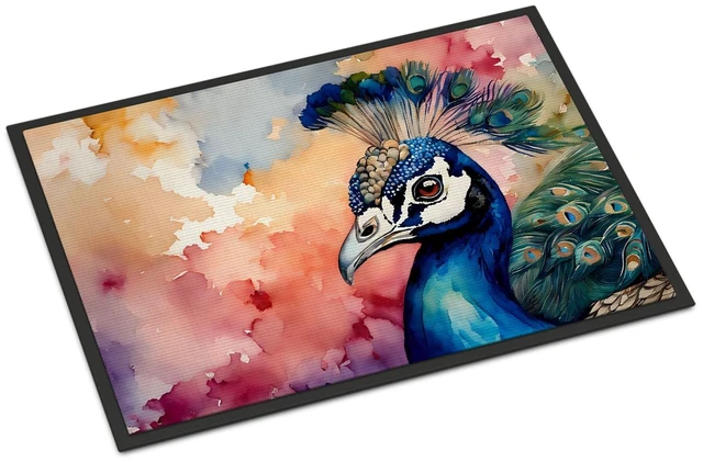 Main image of NEW Peacock Doormat Front Door Mat Indoor Outdoor Rugs for Entryway, Non Slip Washable Low Pile, 18H X 27W