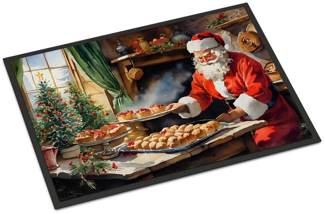 Main image of NEW Cookies with Santa Claus Doormat Front Door Mat Indoor Outdoor Rugs for Entryway, Non Slip Washable Low Pile, 18H X 27W