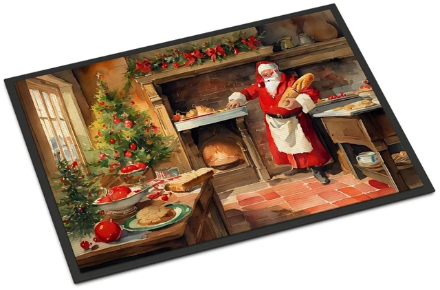 Main image of NEW Cookies with Santa Claus Doormat Front Door Mat Indoor Outdoor Rugs for Entryway, Non Slip Washable Low Pile, 18H X 27W