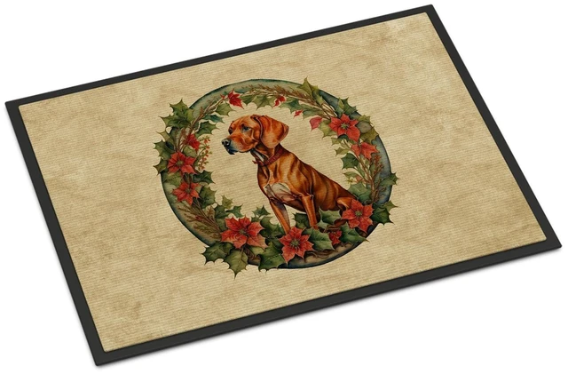 Main image of NEW Vizsla Christmas Flowers Doormat Front Door Mat Indoor Outdoor Rugs for Entryway, Non Slip Washable Low Pile, 18H X 27W
