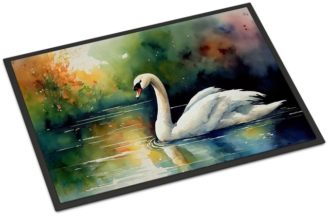 Main image of NEW Swan Doormat Front Door Mat Indoor Outdoor Rugs for Entryway, Non Slip Washable Low Pile, 18H X 27W