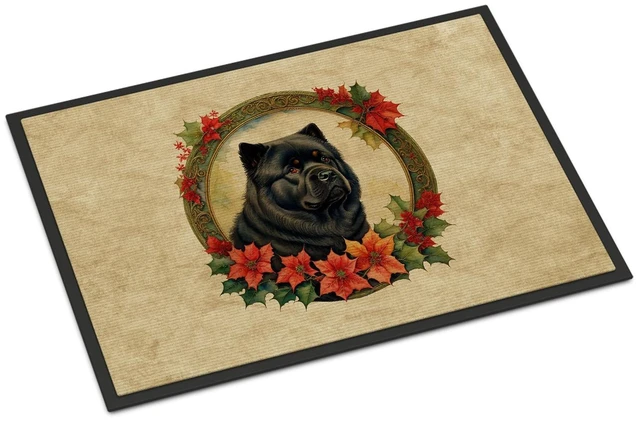 Main image of NEW Chow Chow Christmas Flowers Doormat Front Door Mat Indoor Outdoor Rugs for Entryway, Non Slip Washable Low Pile, 18H X 27W