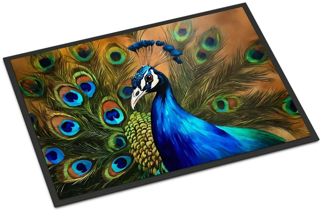 Main image of NEW Peacock Doormat Front Door Mat Indoor Outdoor Rugs for Entryway, Non Slip Washable Low Pile, 18H X 27W