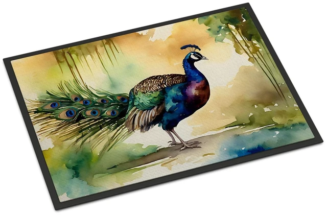 Main image of NEW Peacock Doormat Front Door Mat Indoor Outdoor Rugs for Entryway, Non Slip Washable Low Pile, 18H X 27W