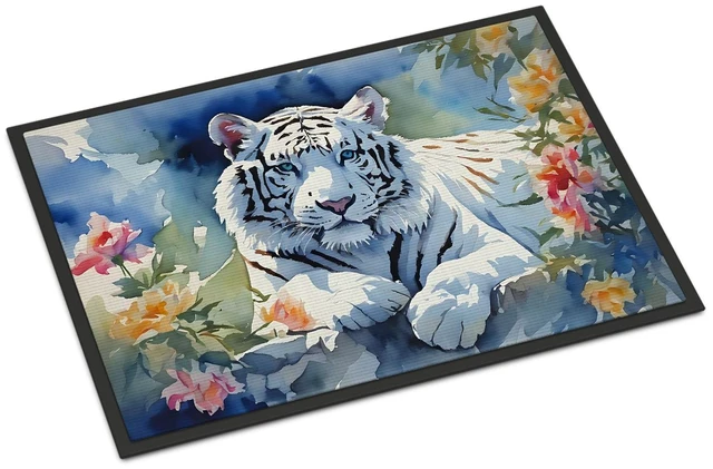 Main image of NEW White Tiger Doormat Front Door Mat Indoor Outdoor Rugs for Entryway, Non Slip Washable Low Pile, 18H X 27W