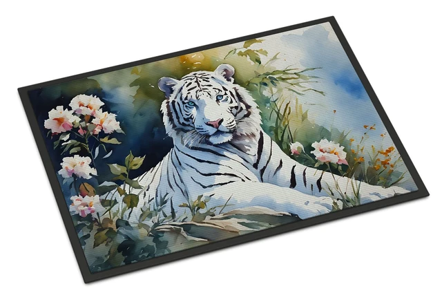Main image of NEW White Tiger Doormat Front Door Mat Indoor Outdoor Rugs for Entryway, Non Slip Washable Low Pile, 18H X 27W