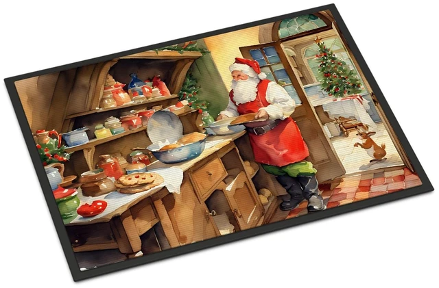 Main image of NEW Cookies with Santa Claus Doormat Front Door Mat Indoor Outdoor Rugs for Entryway, Non Slip Washable Low Pile, 18H X 27W