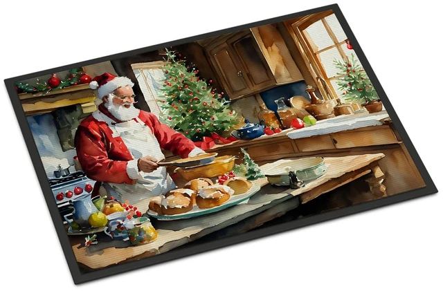 Main image of NEW Cookies with Santa Claus Weihnachtsmann Doormat Front Door Mat Indoor Outdoor Rugs for Entryway, Non Slip Washable Low Pile, 18H X 27W