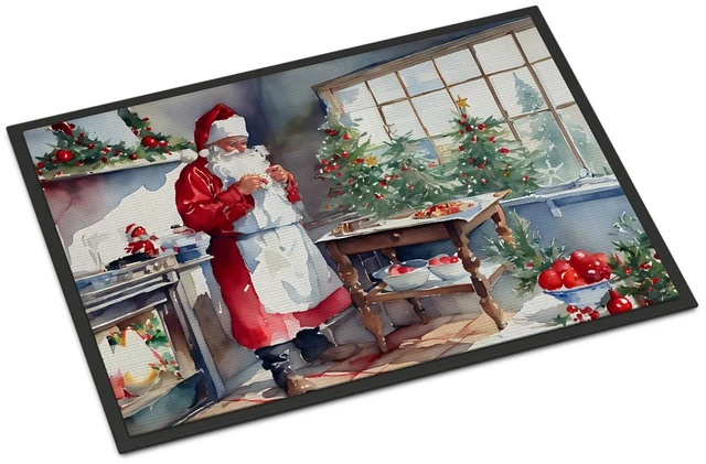 Main image of NEW Cookies with Santa Claus Doormat Front Door Mat Indoor Outdoor Rugs for Entryway, Non Slip Washable Low Pile, 18H X 27W