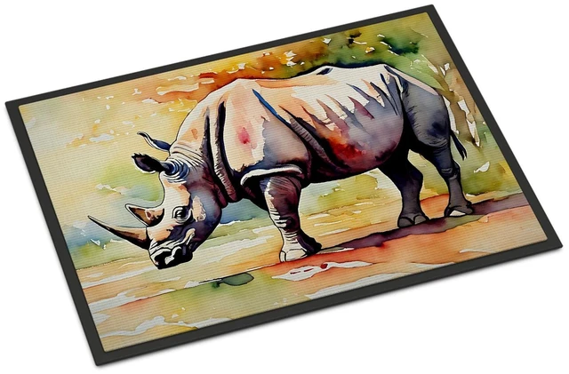 Main image of NEW Rhinoceros Doormat Front Door Mat Indoor Outdoor Rugs for Entryway, Non Slip Washable Low Pile, 18H X 27W