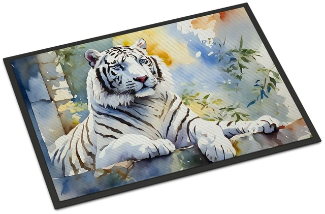 Main image of NEW White Tiger Doormat Front Door Mat Indoor Outdoor Rugs for Entryway, Non Slip Washable Low Pile, 18H X 27W