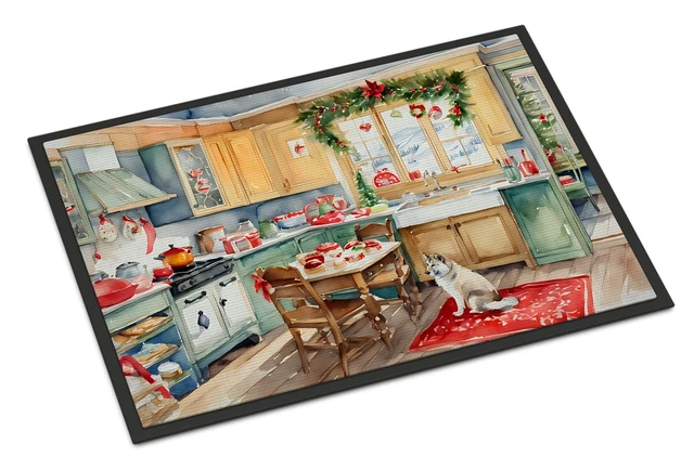 Main image of NEW Alaskan Klee Kai Christmas Cookies Doormat Front Door Mat Indoor Outdoor Rugs for Entryway, Non Slip Washable Low Pile, 18H X 27W