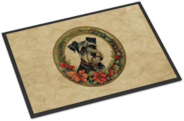 Main image of NEW Schnauzer Christmas Flowers Doormat Front Door Mat Indoor Outdoor Rugs for Entryway, Non Slip Washable Low Pile, 18H X 27W
