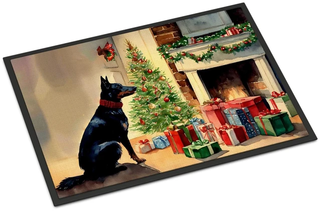 Main image of NEW Australian Kelpie Cozy Christmas Doormat Front Door Mat Indoor Outdoor Rugs for Entryway, Non Slip Washable Low Pile, 18H X 27W