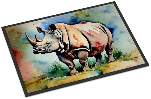 Main image of NEW Rhinoceros Doormat Front Door Mat Indoor Outdoor Rugs for Entryway, Non Slip Washable Low Pile, 18H X 27W